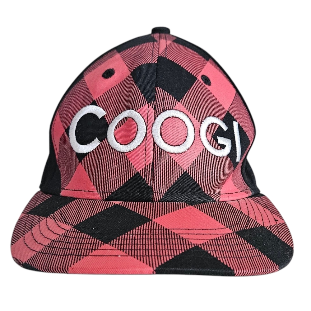 Coogi Mens Hat Adult 7 3/4 All Cotton Embroidered Red Plaid Baseball Cap